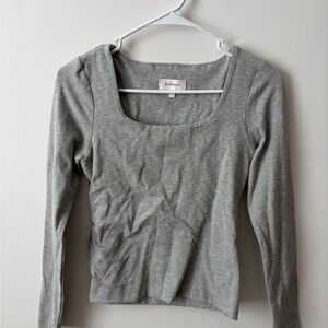 Bohme Light Gray Square Neck Long Sleeve Top